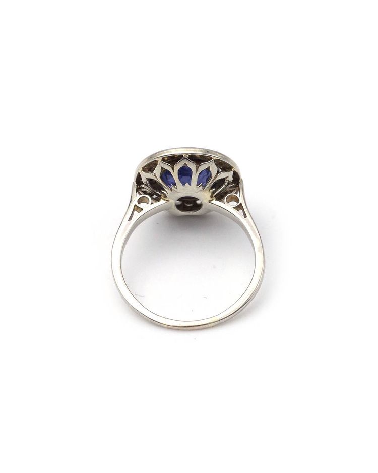 Bague Art Deco 1,95 ct saphir Ceylan non chauffé en platine 