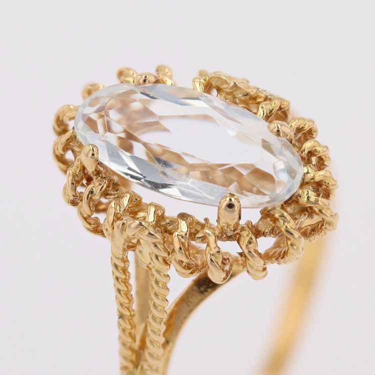 Bague aigue-marine cordelette d'or