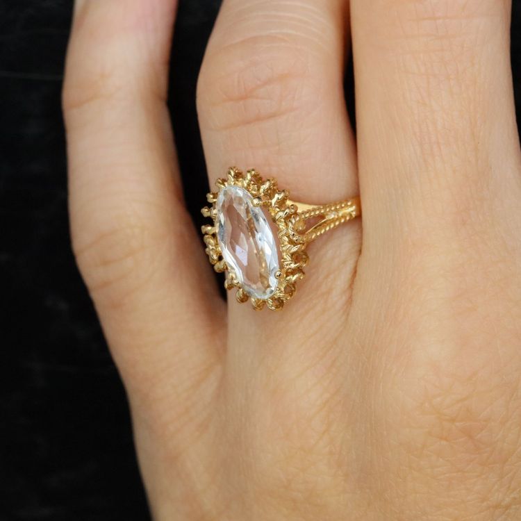 Bague aigue-marine cordelette d'or