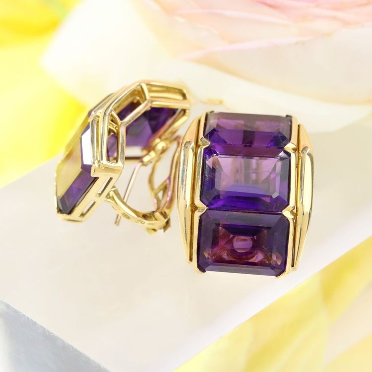 Vintage Amethyst Ear Clips
