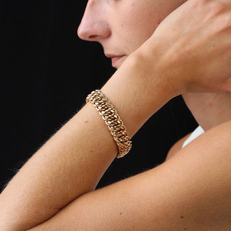 Bracelet rétro gourmette or rose