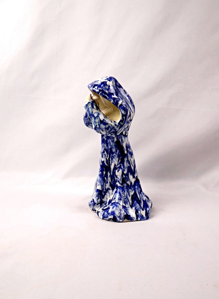 Vergine Mater Dolorosa o Vergine Piangente, ceramica modernista firmata Luisa, metà del XX secolo
