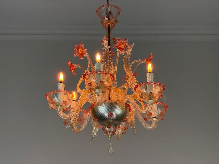 Lustre vénitien en verre de Murano, vers 1940