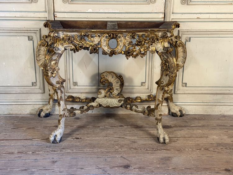 Consolle in legno dipinto e dorato, Italia, XVIII secolo