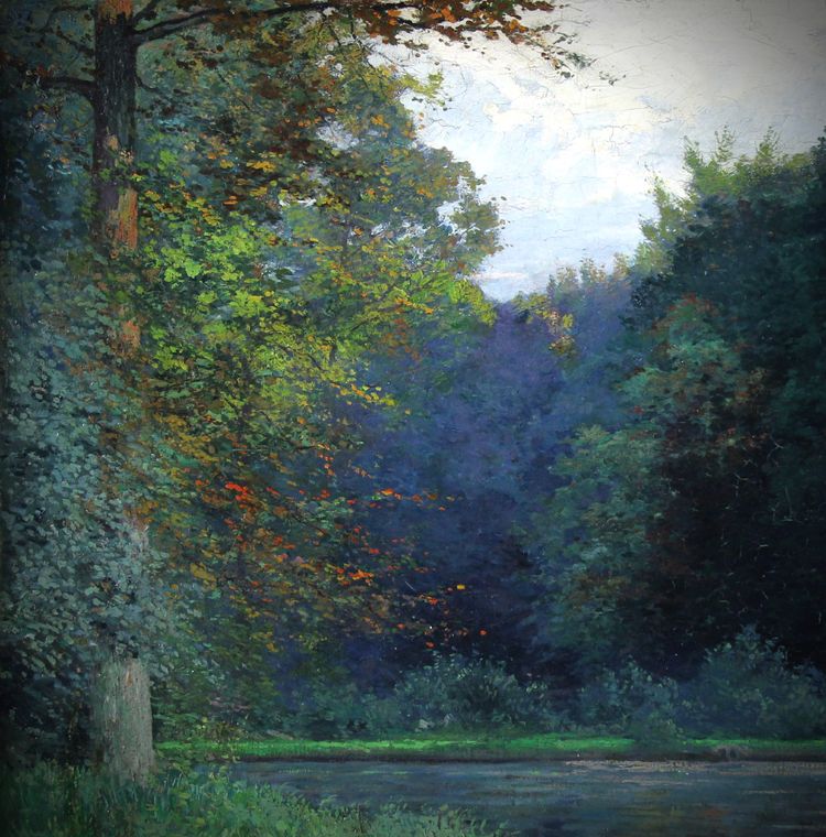 Paysage fluvial, huile sur toile, signée, XXe siècle, française