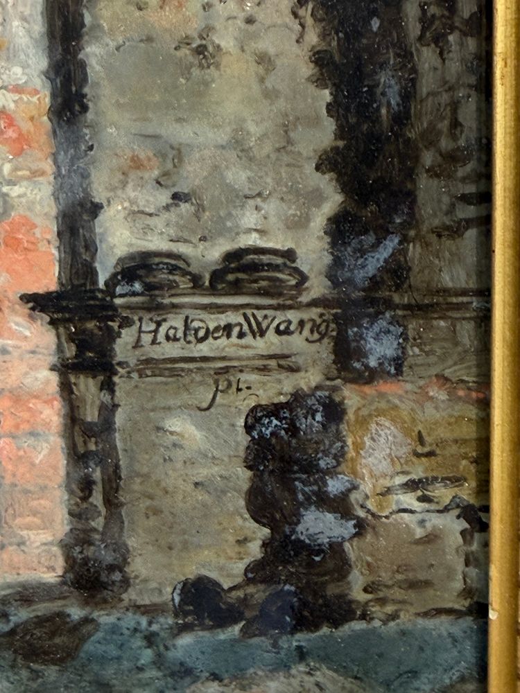 TABLEAU / ECOLE FRANCAISE FIN DU XVIIIe FIXÉ SOUS VERRE SIGNÉ " HALDENWANG "