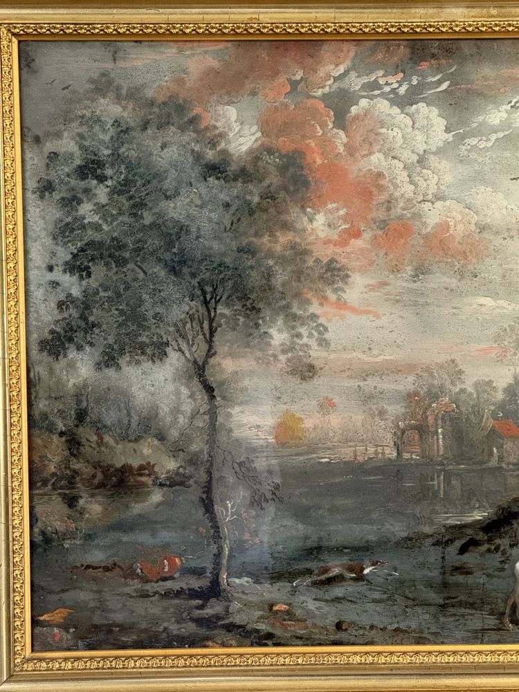 TABLEAU / ECOLE FRANCAISE FIN DU XVIIIe FIXÉ SOUS VERRE SIGNÉ " HALDENWANG "