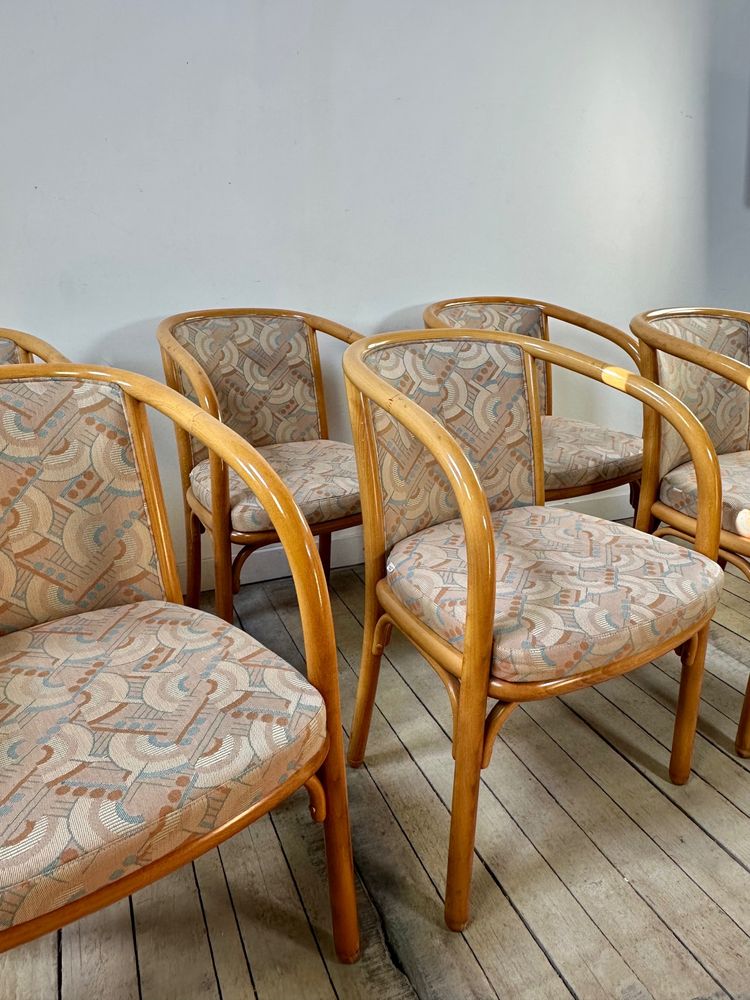 Ensemble de 6 chaises-fauteuils Baumann France 1980'S