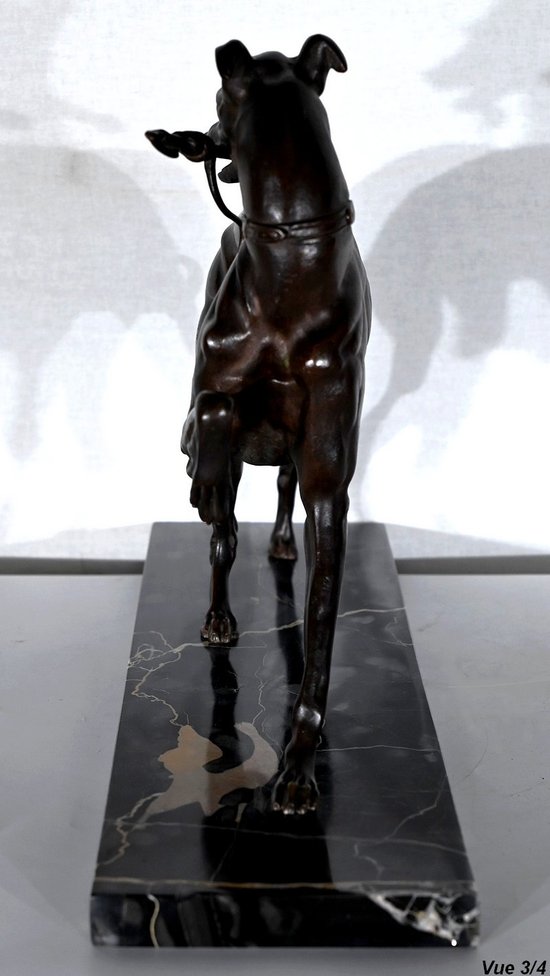 Soggetto in ghisa con patina marrone "Il levriero" - Fine XIX secolo