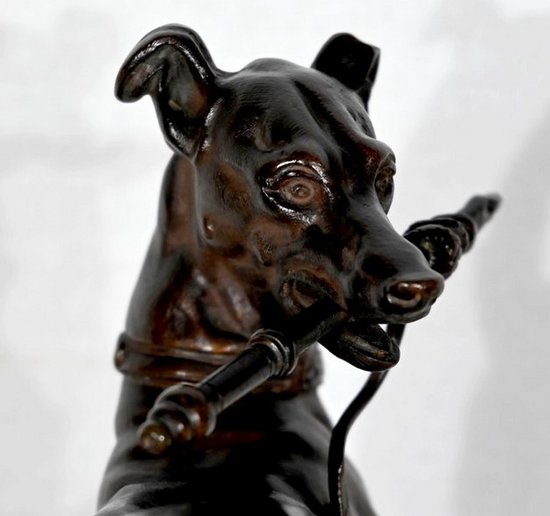 Soggetto in ghisa con patina marrone "Il levriero" - Fine XIX secolo