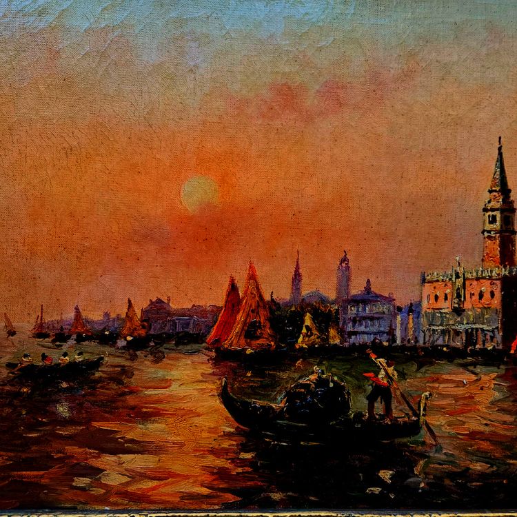 tableau "Venise", Signé Gasparini. Huile Sur Toile