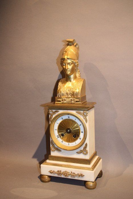 Pendule Borne Empire à la Minerve signée LEROY à Paris (horloger de l'Empereur Napoléon 1er)