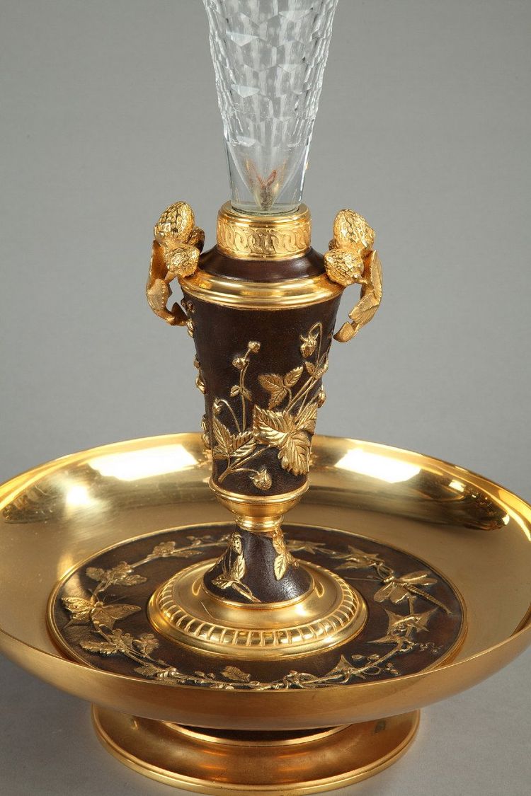 Stunning Centerpiece, Gilded Bronze and Cut Crystal