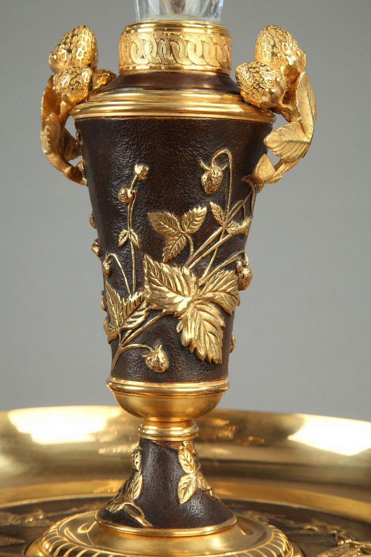Stunning Centerpiece, Gilded Bronze and Cut Crystal