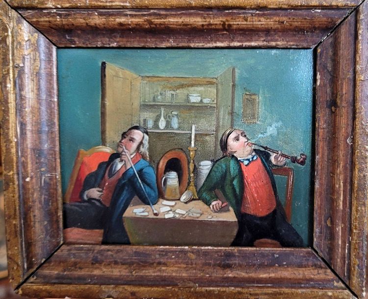 Paire De Petites Huiles Sur Cuivre, Scènes d'Interieur.