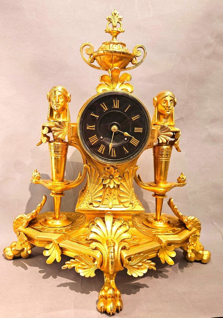 Garniture de cheminée néo-égyptienne,  Attr.à F.barbedienne,