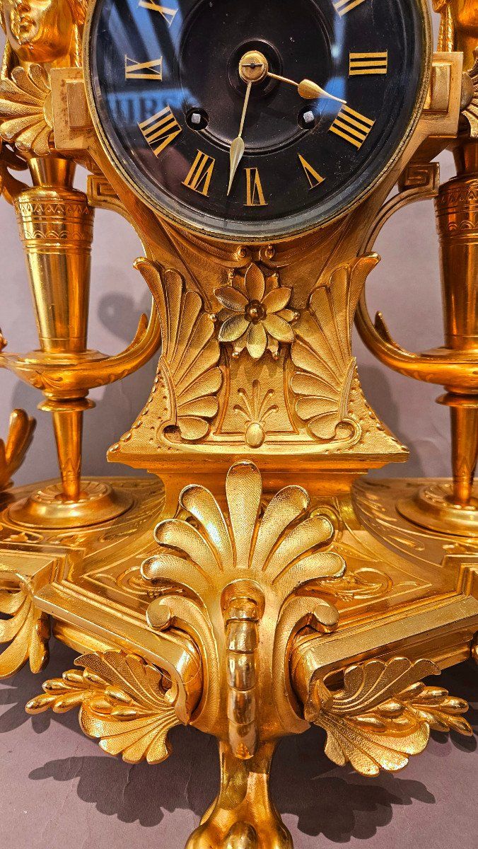 Garniture de cheminée néo-égyptienne,  Attr.à F.barbedienne,