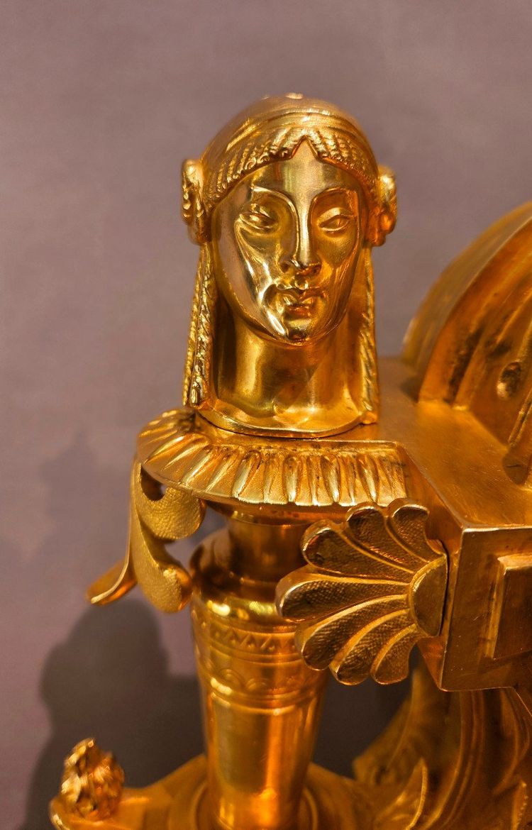Garniture de cheminée néo-égyptienne,  Attr.à F.barbedienne,