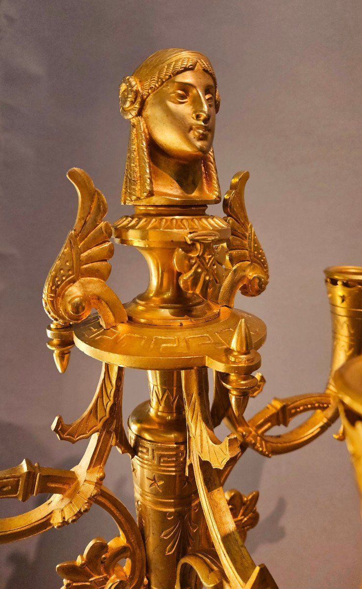 Garniture de cheminée néo-égyptienne,  Attr.à F.barbedienne,
