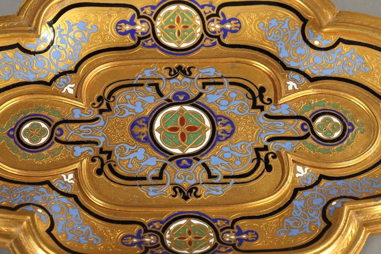 Plateau En Bronze et émail Cloisonné Signé Giroux