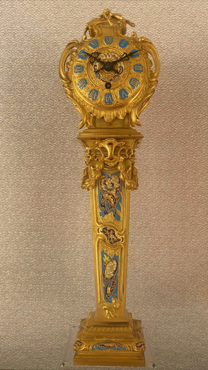 Cartel De Table En Bronze Doré Et émail Cloisonné, Att. Constant Sevin