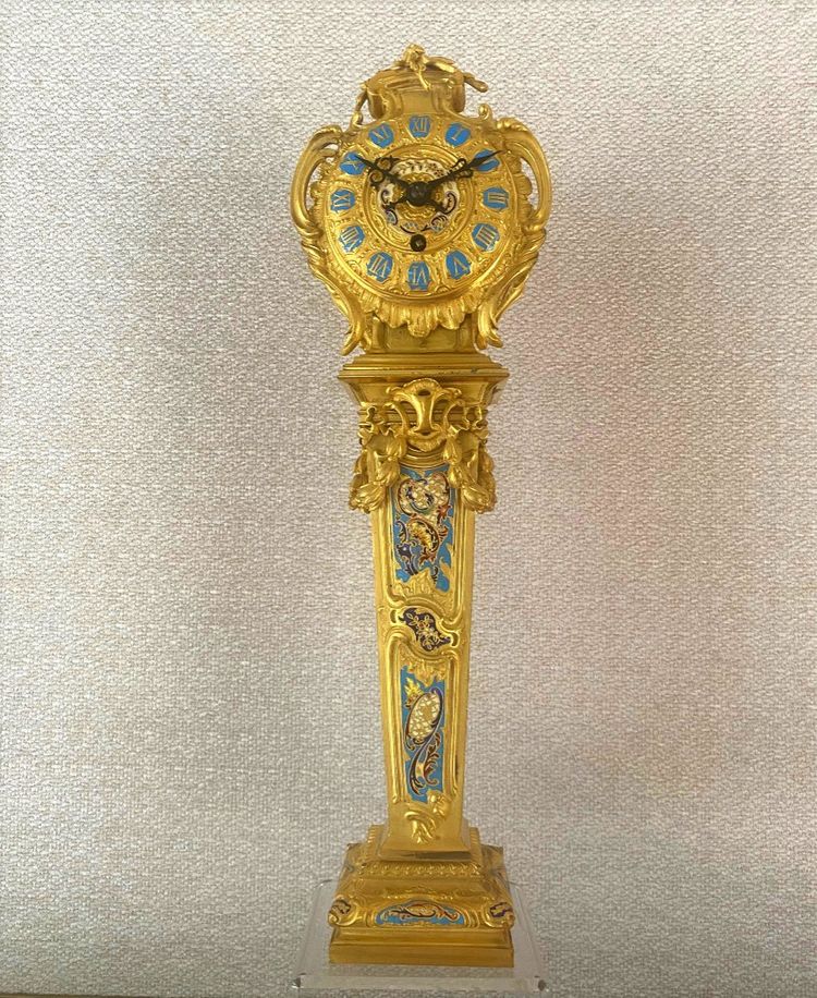 Cartel De Table En Bronze Doré Et émail Cloisonné, Att. Constant Sevin