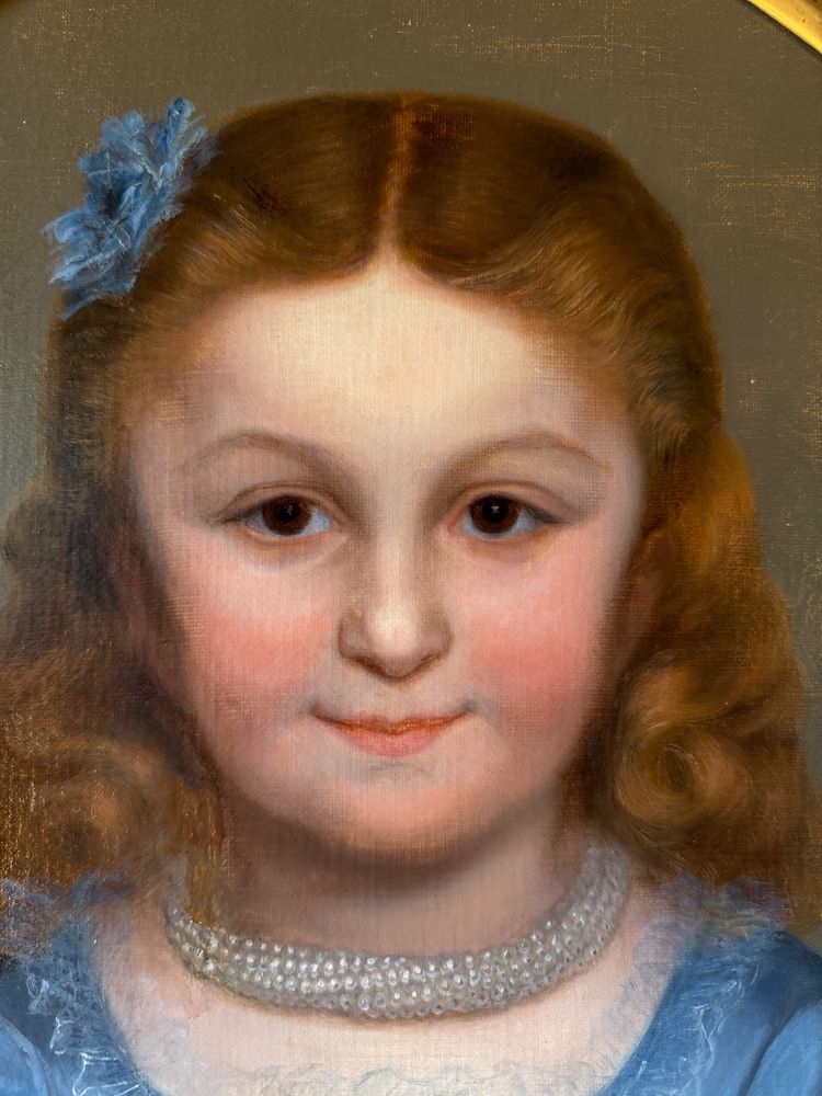 Portrait d'une petite fille daté 1874 de Elie-Joseph LAURENT