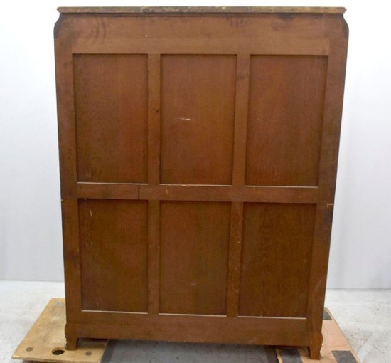 Libreria in stile transizione intarsio e piano in marmo bronzo dorato