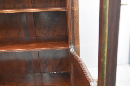 Libreria in stile transizione intarsio e piano in marmo bronzo dorato