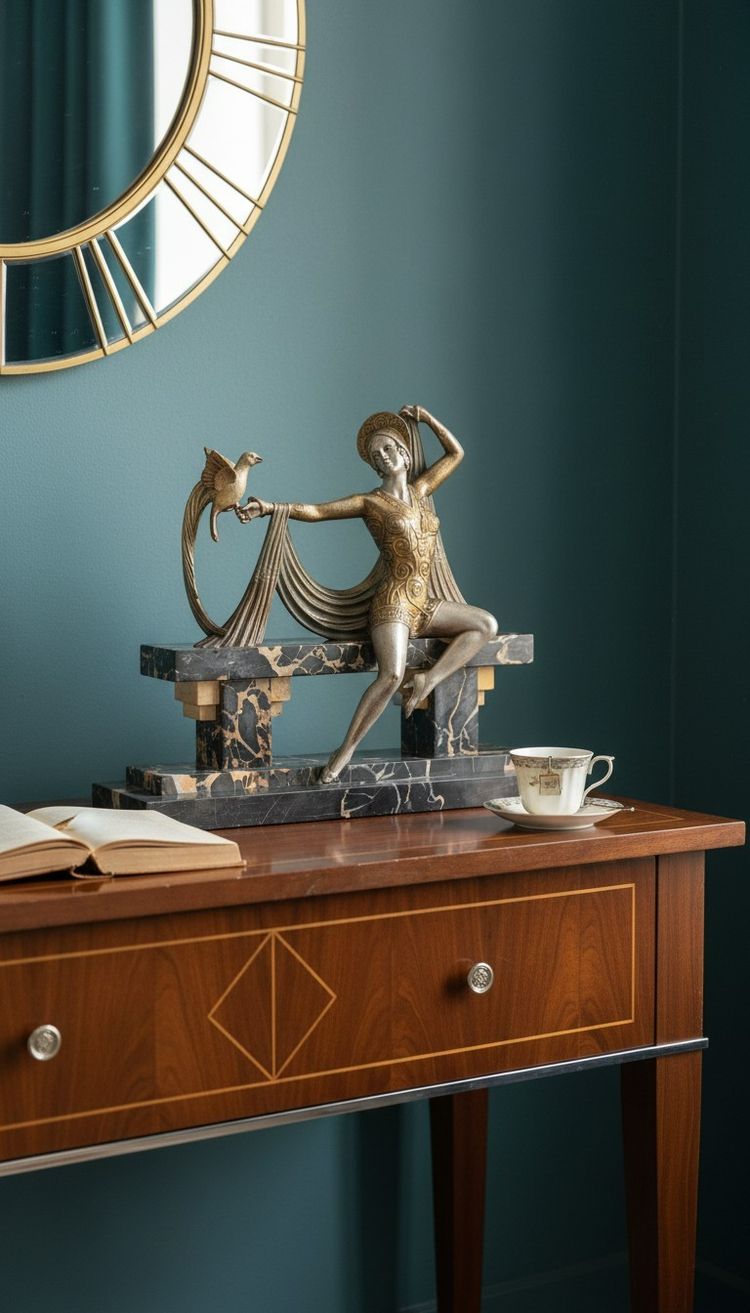 Bronzeskulptur im Art-Deco-Stil, signiert H. Molins