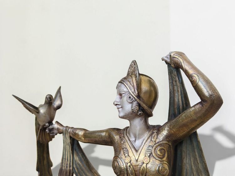 Bronzeskulptur im Art-Deco-Stil, signiert H. Molins