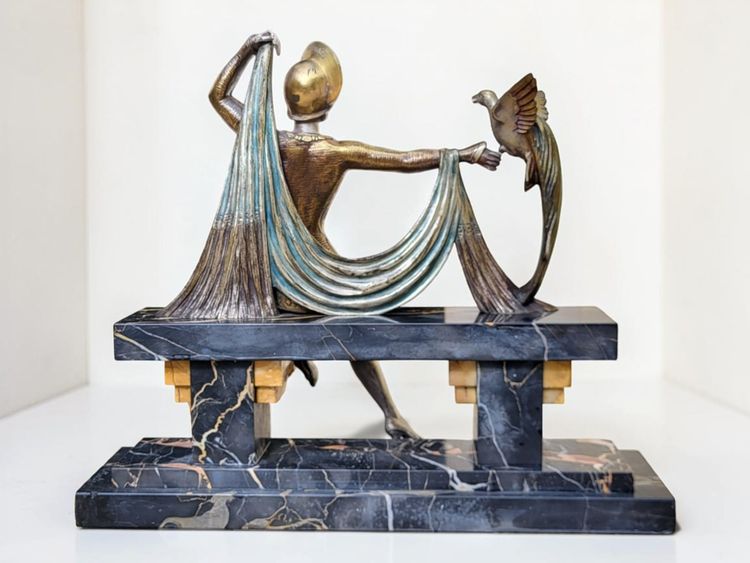 Bronzeskulptur im Art-Deco-Stil, signiert H. Molins