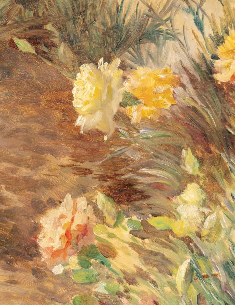 Jardin fleuri, huile sur toile, école impressionniste française, début du XXᵉ siècle