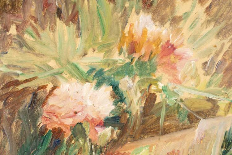 Jardin fleuri, huile sur toile, école impressionniste française, début du XXᵉ siècle