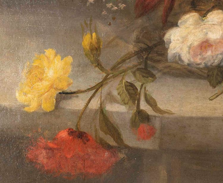 M. Cochon-Danquin (XIXᵉ siècle) – Nature morte à la corbeille de fleurs, 1884 – Huile sur toile