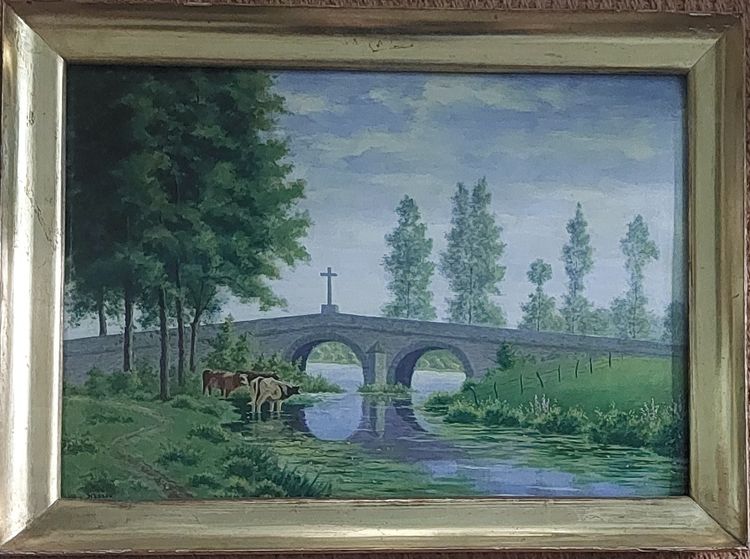 Masson - (scuola francese) - Il ponte con la croce - XIX secolo