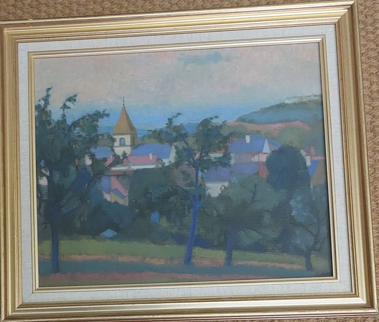 Odette Deray - (1918 - 2010) - Saint Jean De Vaux (Bourgogne) - huile sur toile - 