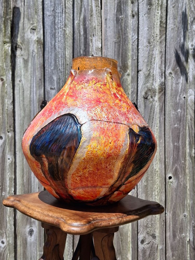 Vase en verre soufflé polychrome Jean-Claude Novaro (1943-2014) 