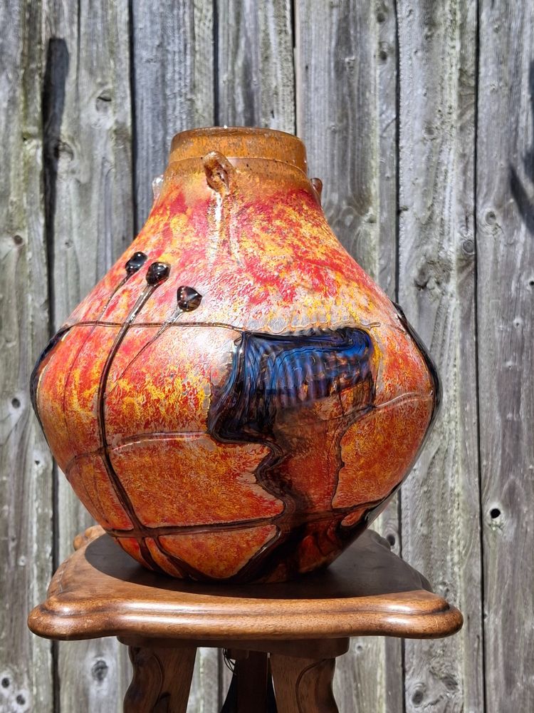 Vase en verre soufflé polychrome Jean-Claude Novaro (1943-2014) 