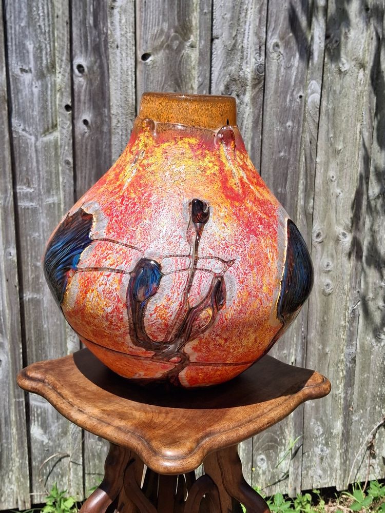 Vase en verre soufflé polychrome Jean-Claude Novaro (1943-2014) 
