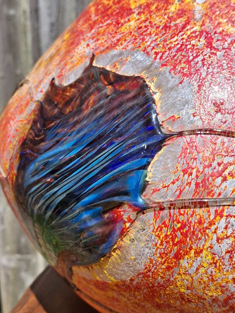 Vase en verre soufflé polychrome Jean-Claude Novaro (1943-2014) 