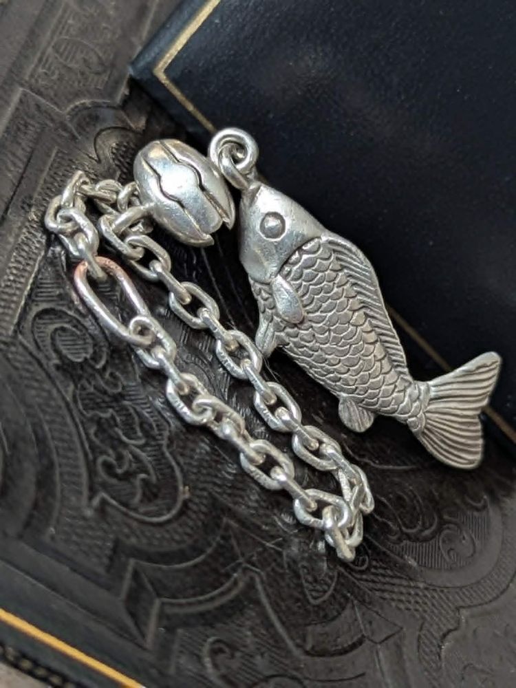 Vintage French Silver Fish Keychain