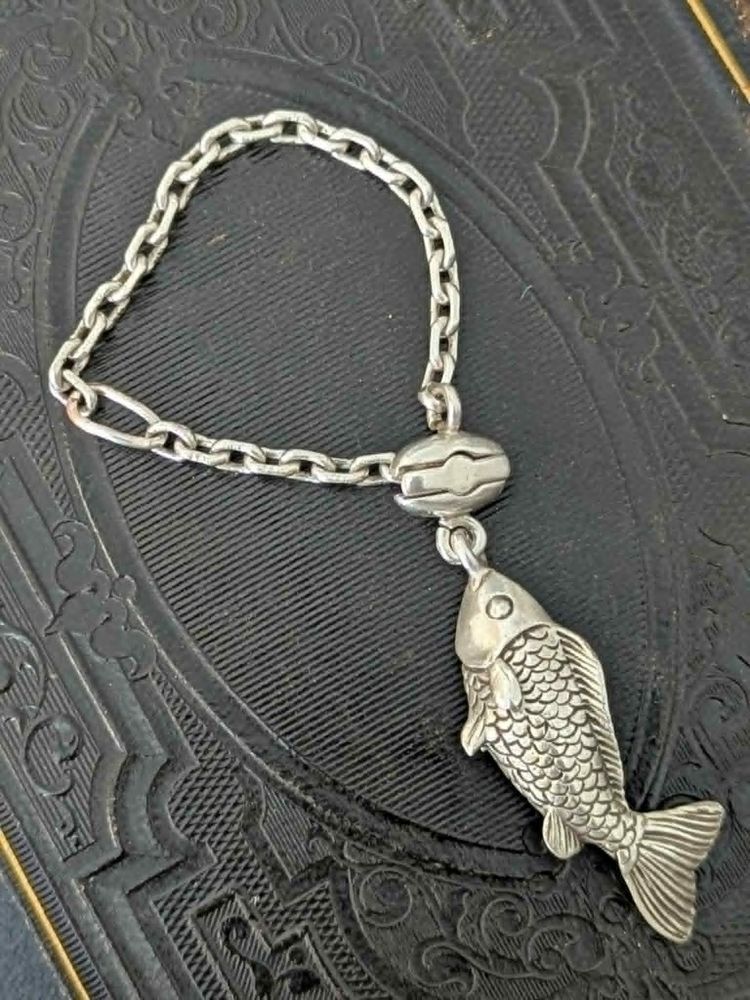 Vintage French Silver Fish Keychain