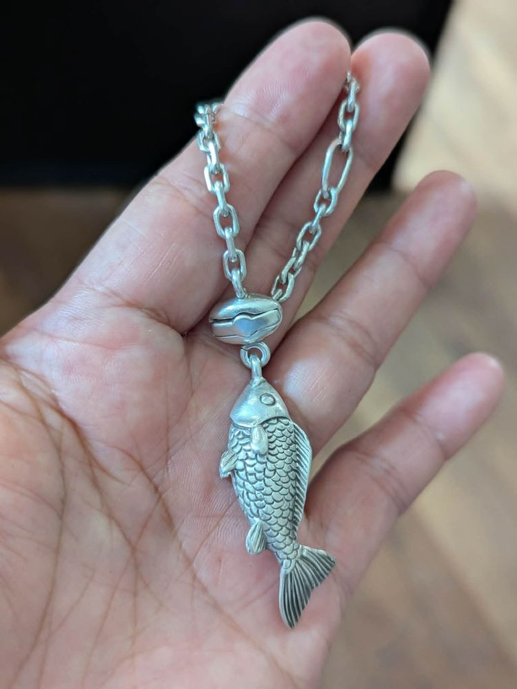 Vintage French Silver Fish Keychain