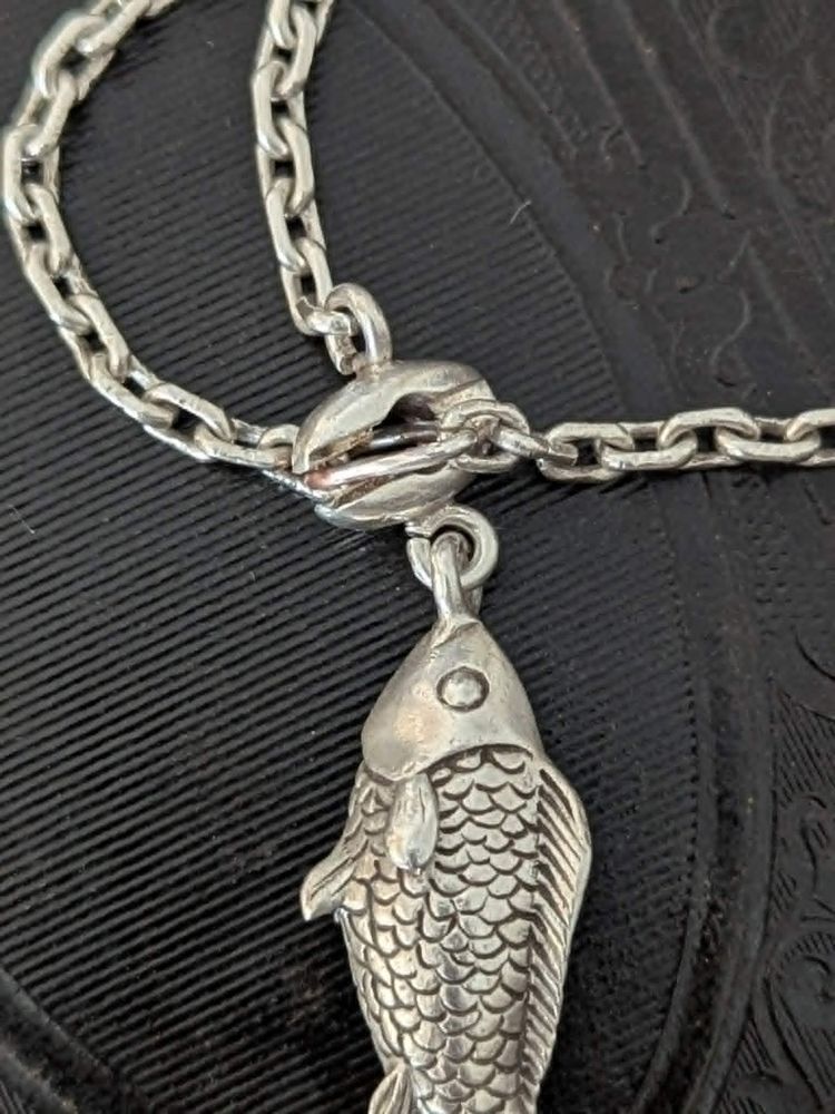 Vintage French Silver Fish Keychain