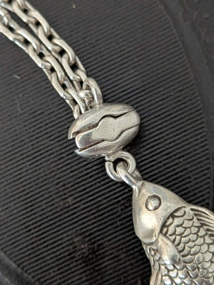 Vintage French Silver Fish Keychain