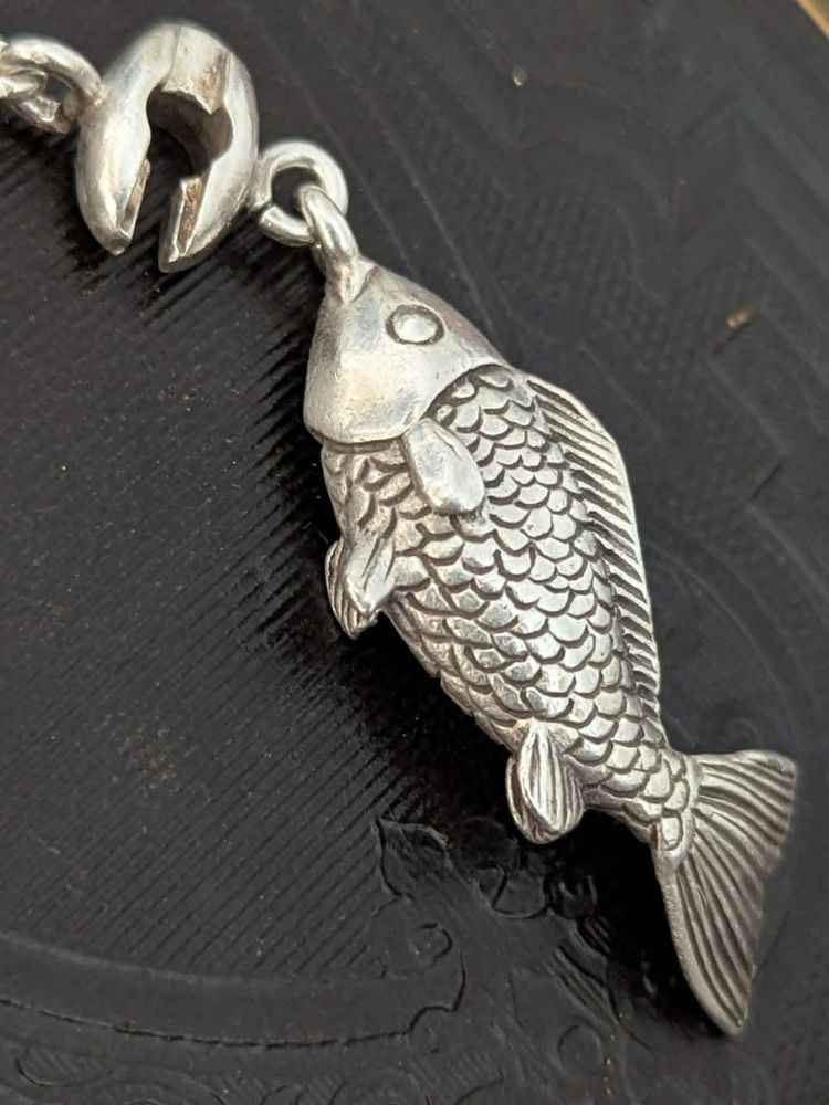 Vintage French Silver Fish Keychain