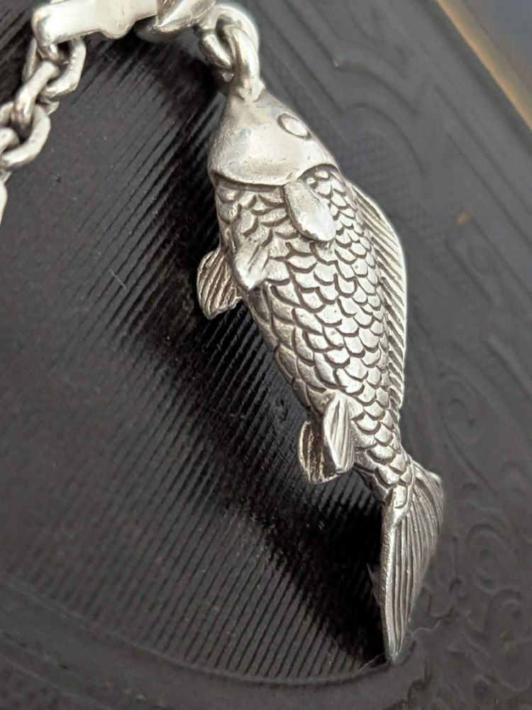 Vintage French Silver Fish Keychain