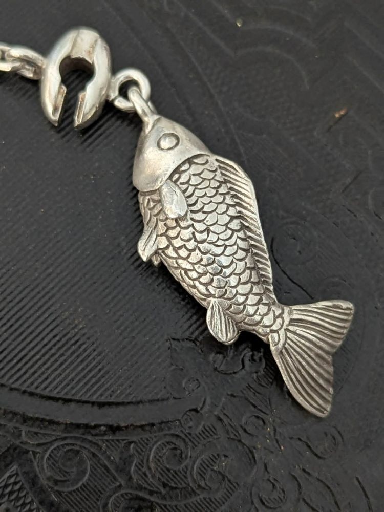 Vintage French Silver Fish Keychain