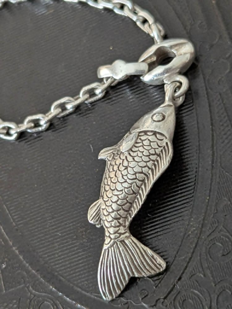 Vintage French Silver Fish Keychain